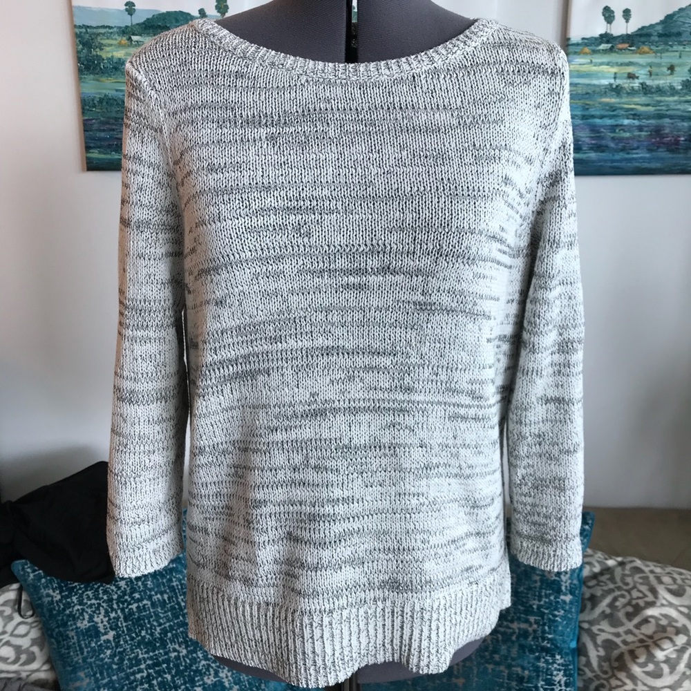 ANN TAYLOR LOFT knit high-low marled sweater M